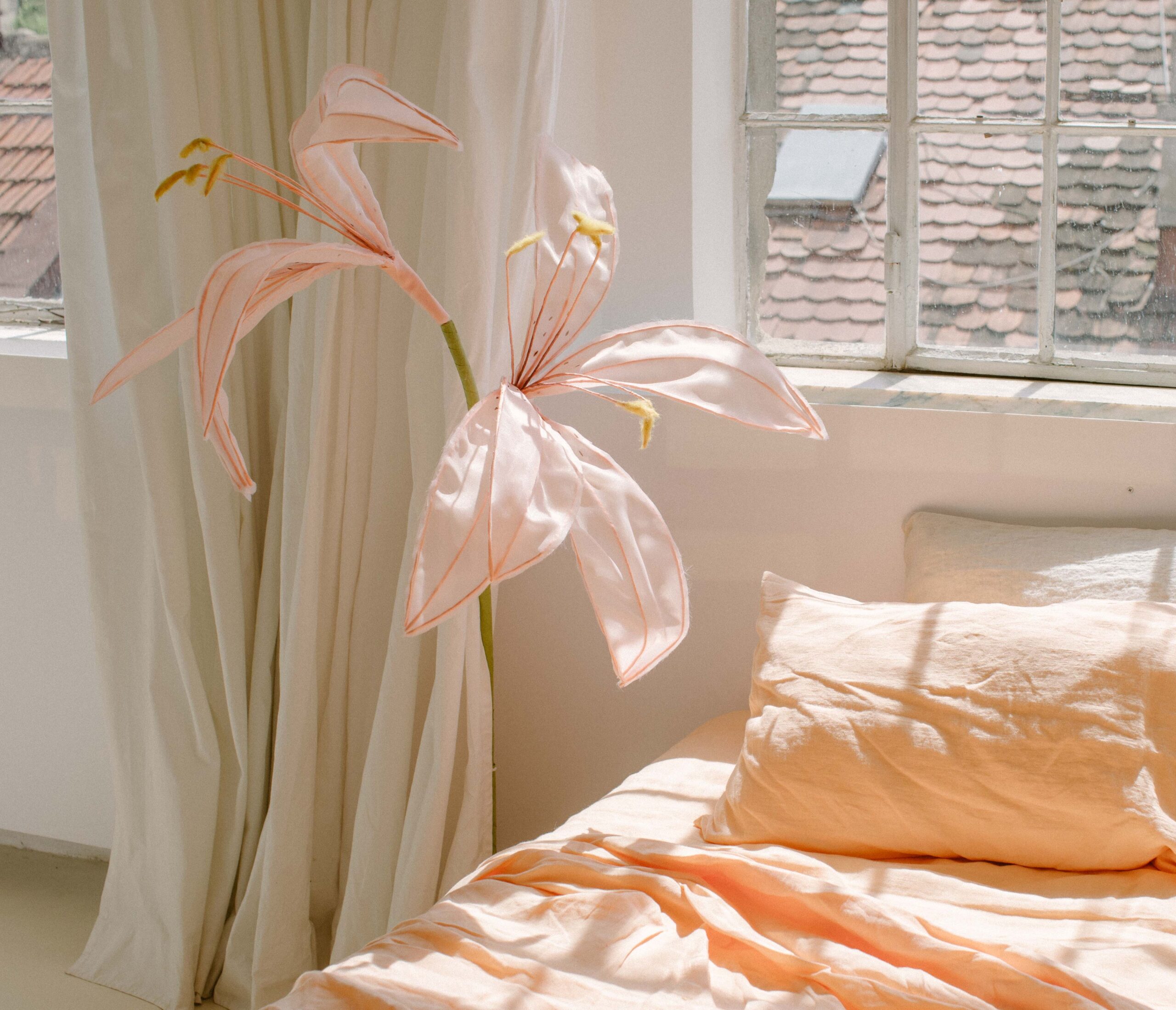 Sæt Peach Bite-pudebetræk 50x70 og pudebetræk 200x220