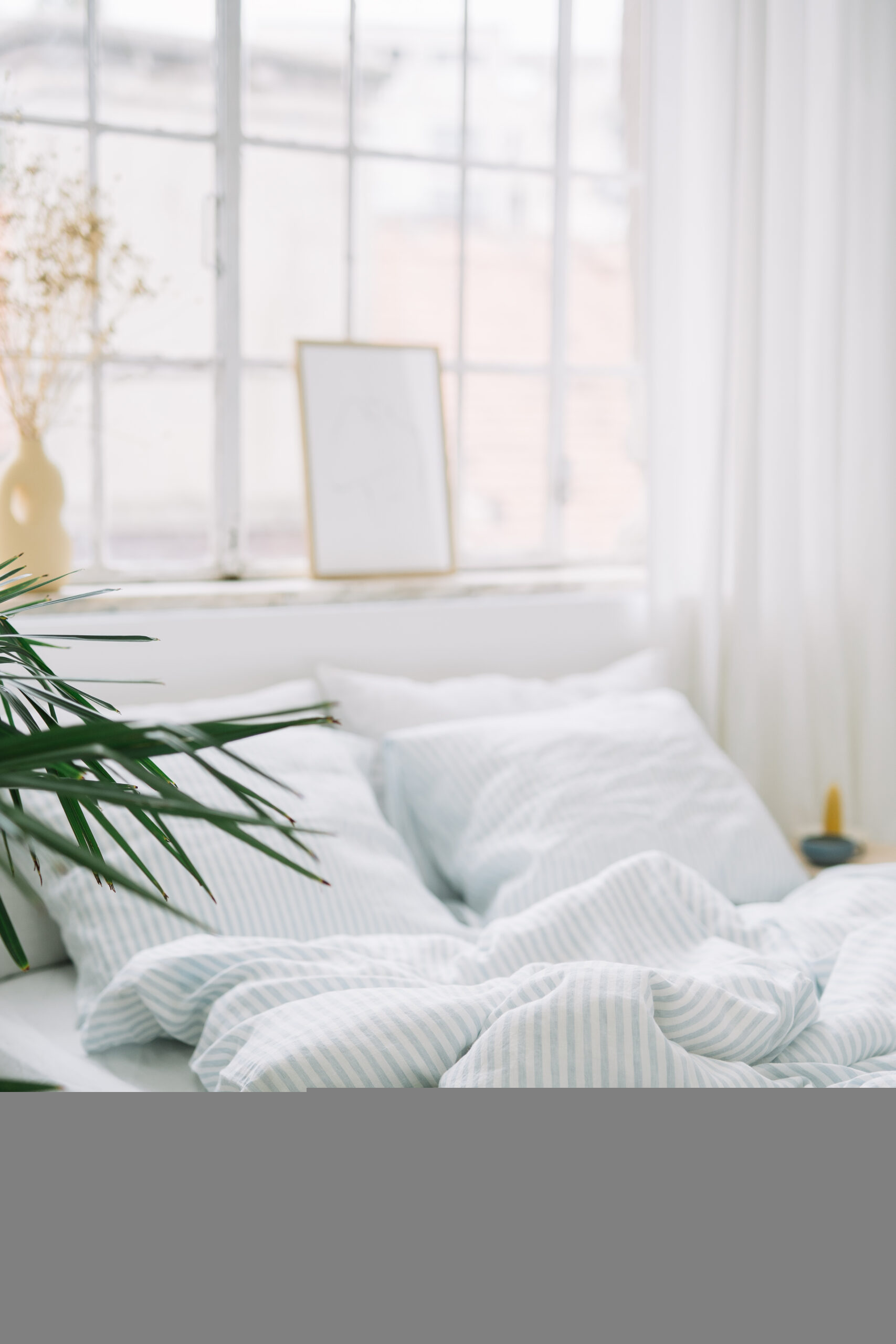 Sæt Dusty Blue Large Stripes pudebetræk 50x60 og lagen 80x200