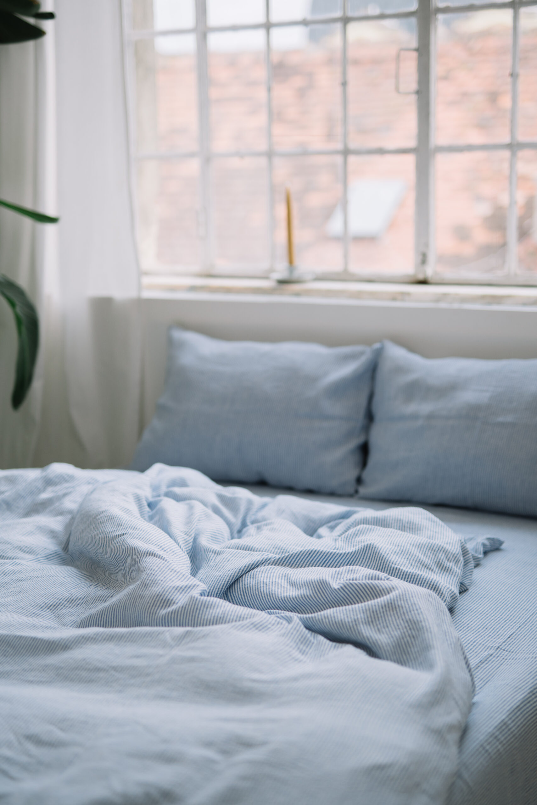 Sæt Ocean Blue Small Stripes pudebetræk 80x80 og pudebetræk 220x240