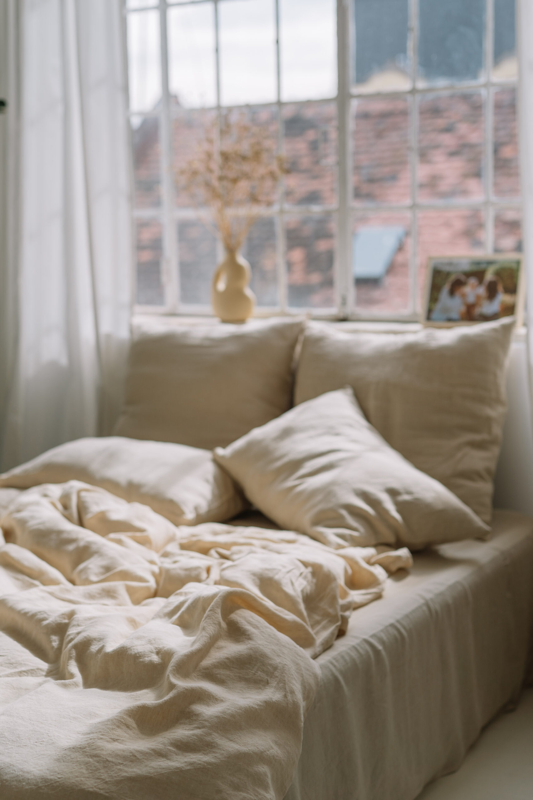 Sæt Vanilla Cream-pudebetræk 50x70 og lagen 90x200