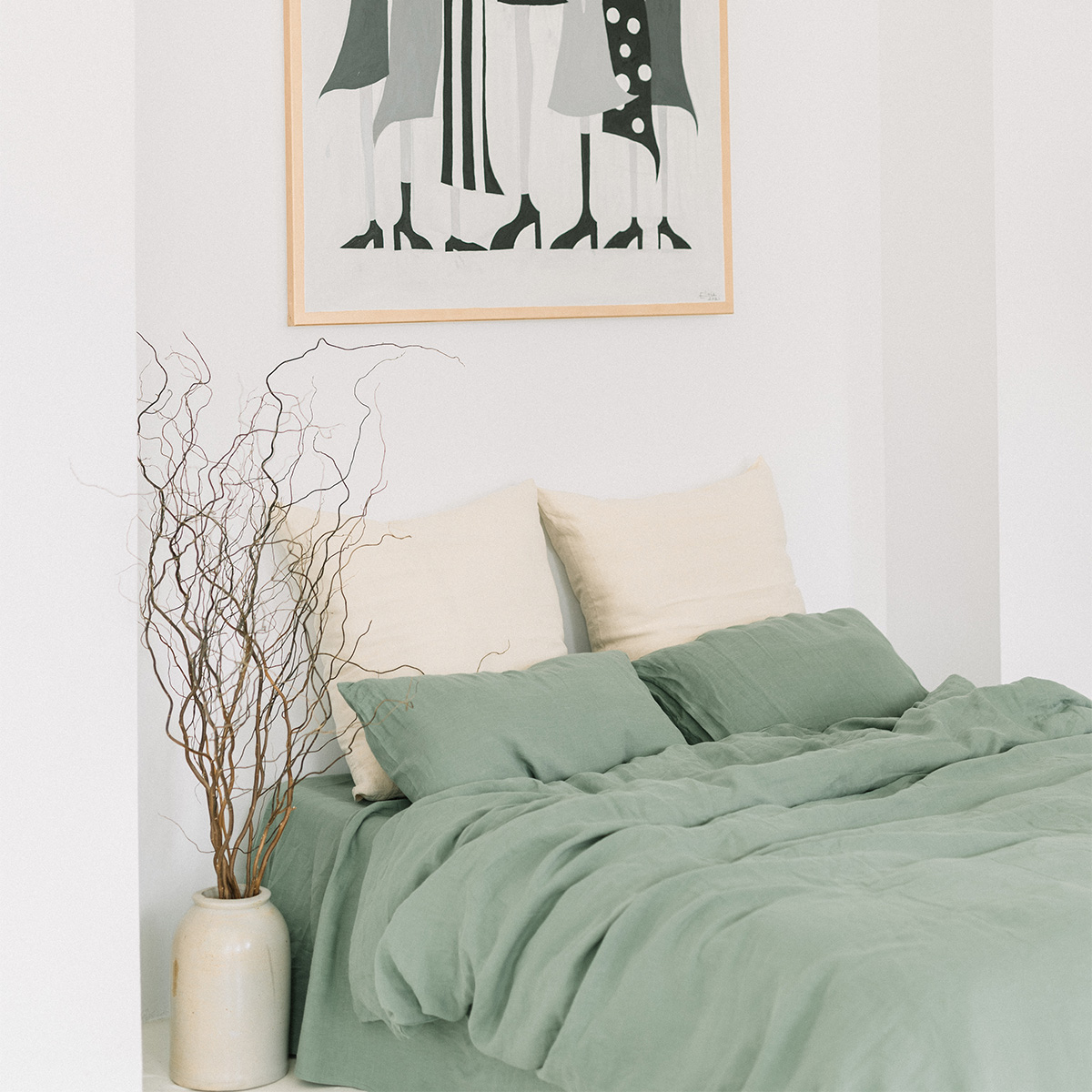 Mintgrønt 50x70 cm pudebetræk og 90x200 cm lagnersæt