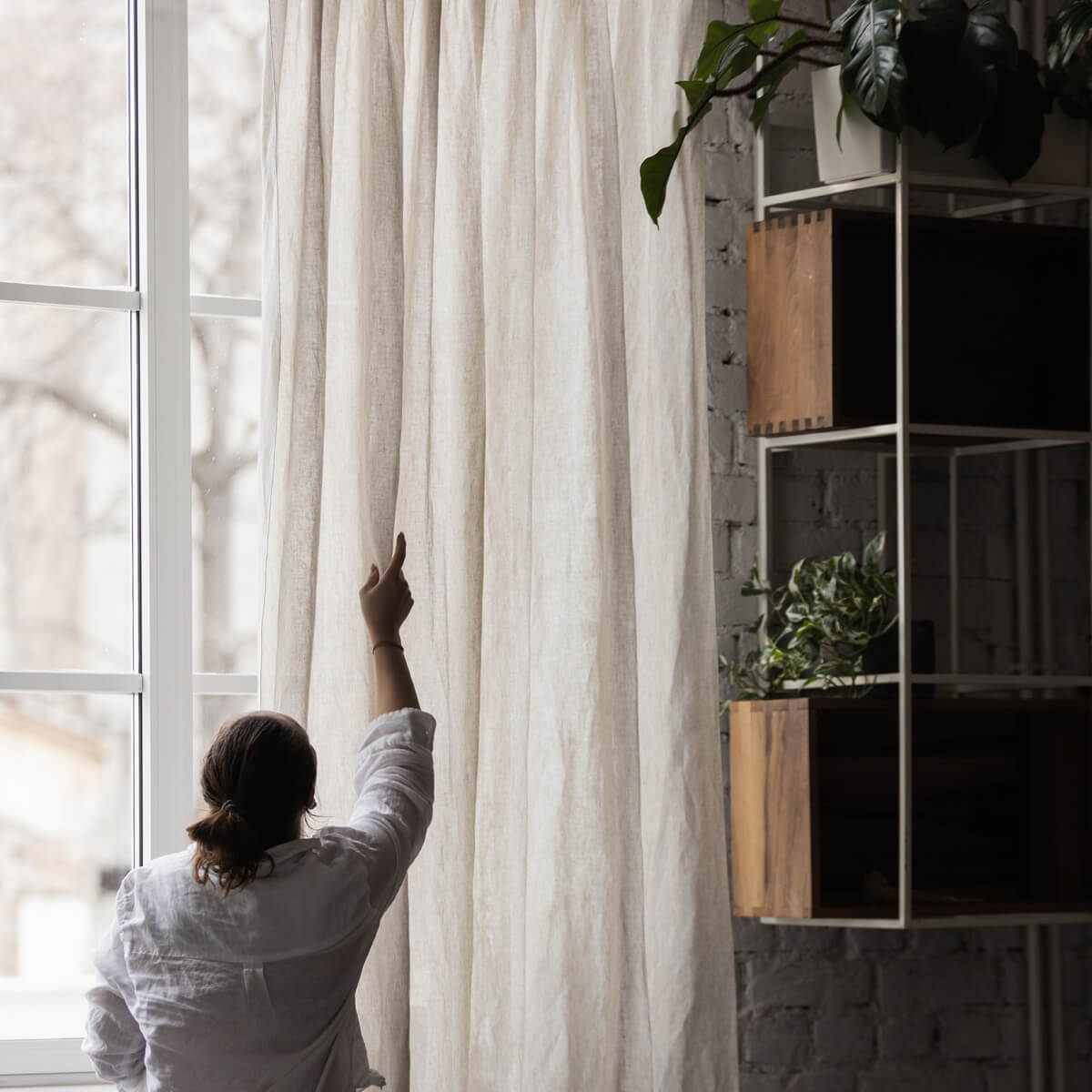 Naturligt genanvendt uldgardin 160x270