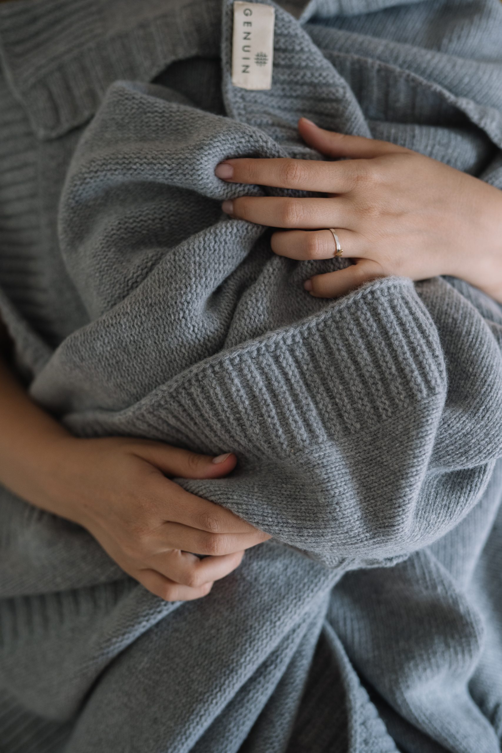 Scandinavia Merino Dusty Grey Merino tæppe 130x170cm