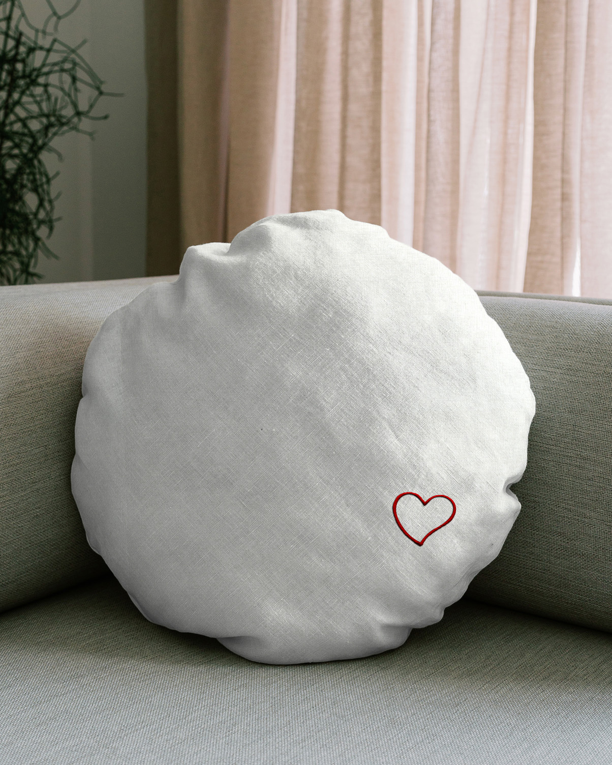 Pude i LUNA ensfarvet diameter 50 ensfarvet broderi