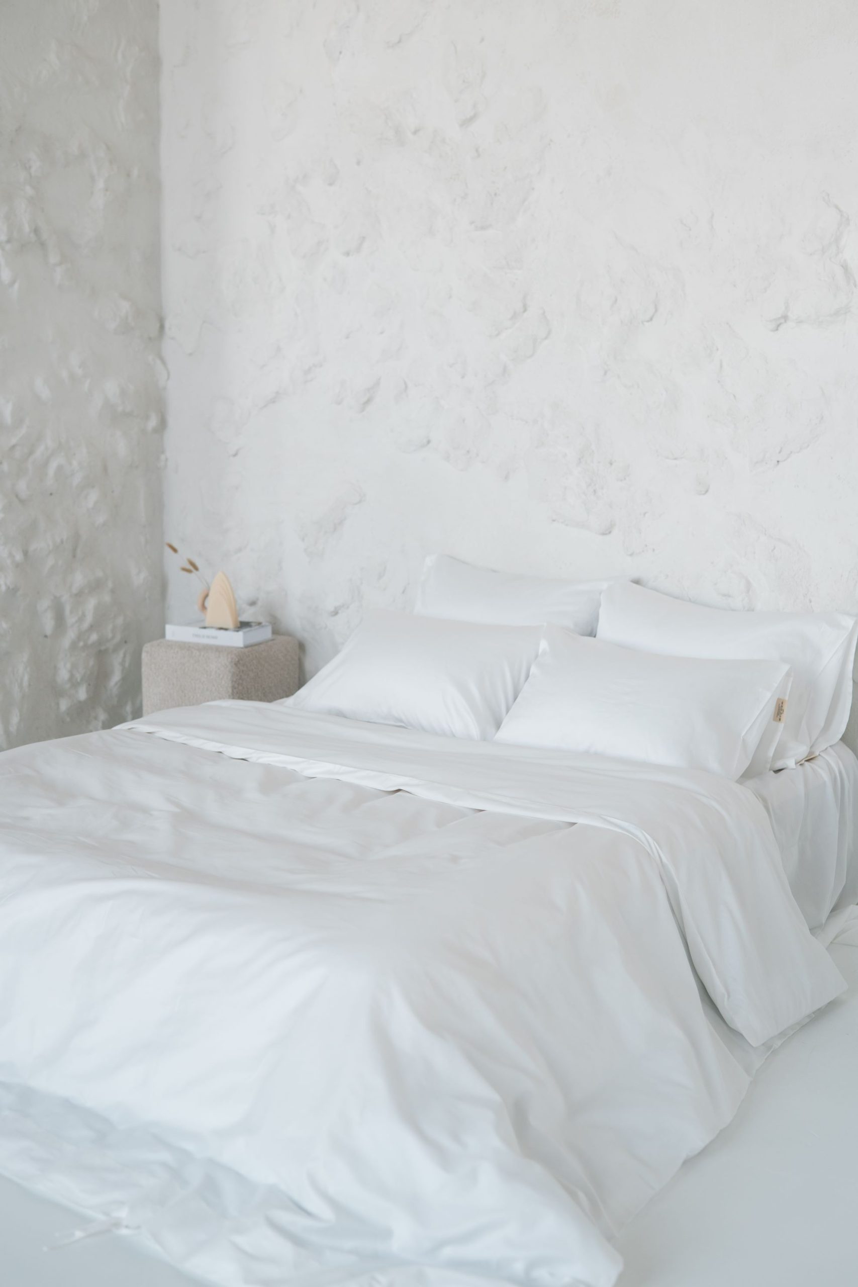 Sæt luftige hvide bomuldspudebetræk 35x55 og lagner 70x140